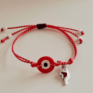 Μαρτάκι με ακρυλικό ματάκι και επάργυρο στοιχείο