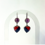 Κρεμαστά ασημένια σκουλαρίκια με ημιπολύτιμες πέτρες και καρδιές