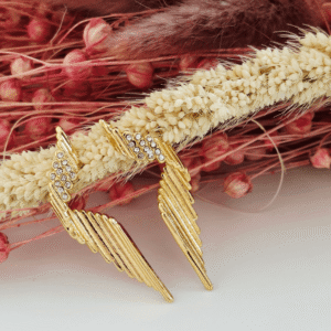 Ατσάλινα χρυσά σκουλαρίκια με ζιργκόν