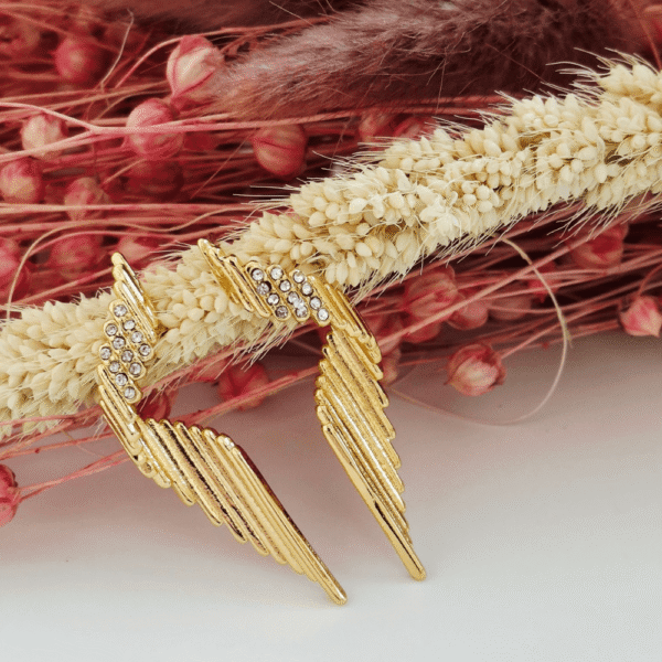 Ατσάλινα χρυσά σκουλαρίκια με ζιργκόν