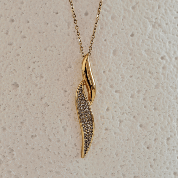 Ατσάλινο κολιέ με καμπύλες γραμμές με ζιργκόν