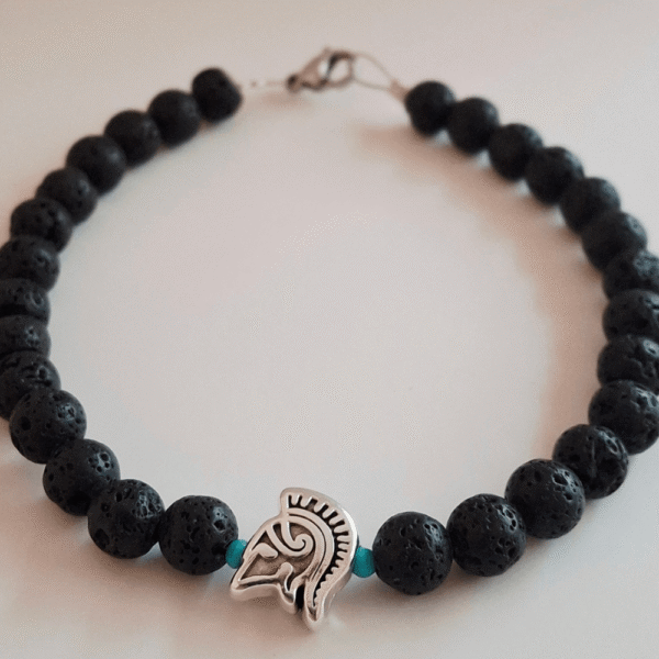 Aνδρικό βραχιόλι με ηφαιστειακή λάβα και turquoise