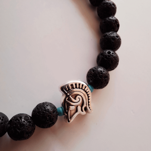 Aνδρικό βραχιόλι με ηφαιστειακή λάβα και turquoise