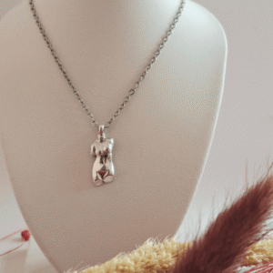 Επάργυρο κολιέ με γυαλιστερό φινίρισμα και αλυσίδα από ατσάλι