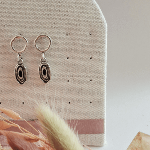 Boho επάργυρα σκουλαρίκια με μαύρο σμάλτο