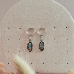 Boho επάργυρα σκουλαρίκια με τιρκουάζ σμάλτο