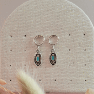 Boho επάργυρα σκουλαρίκια με τιρκουάζ σμάλτο